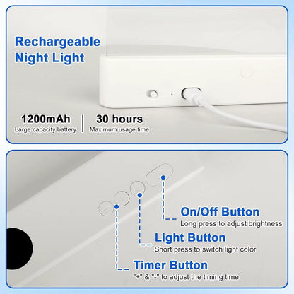 1Pc LED Flat Panel Night Vision Reading Light Eye Protection Reading Light Student Night Light Creative LED Book Eye Care Light