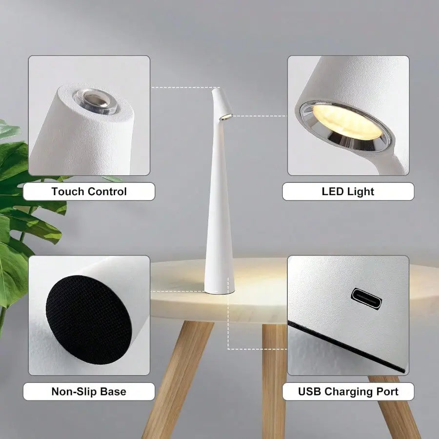 Black Set of Cordless Table Lamps Rechargeable Battery Operated Lamp Touch,Waterproof Desk Lights for Reading,Bedroom, Living Room,Nightstand,3 Levels Brightness