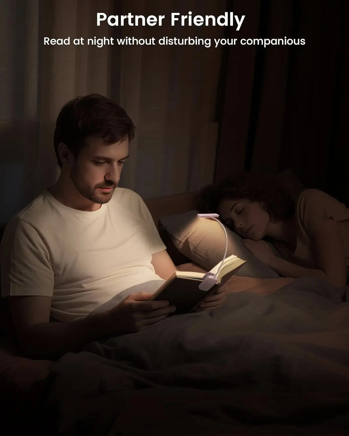 [Flash Sales!] Glocusent Clip-On Reading Light, New In, 26Leds, 5 Amber Colors Book Reading Light - Portable Clip on Light for Book Lovers